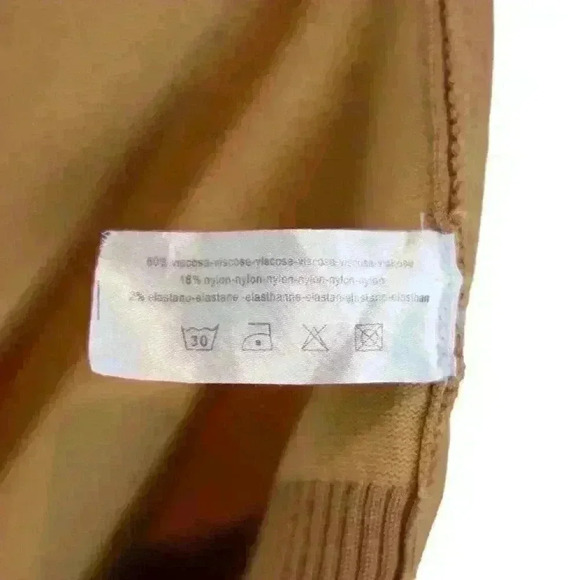 Light Brown Zip Up Crew Neck Long Sleeve Zip Up Lightweight Cardigan Sweater - Picture 4 of 5